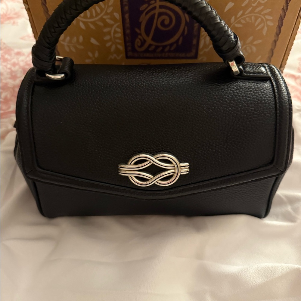 Brighton Tate Black Crossbody Bag with Silver Accent New